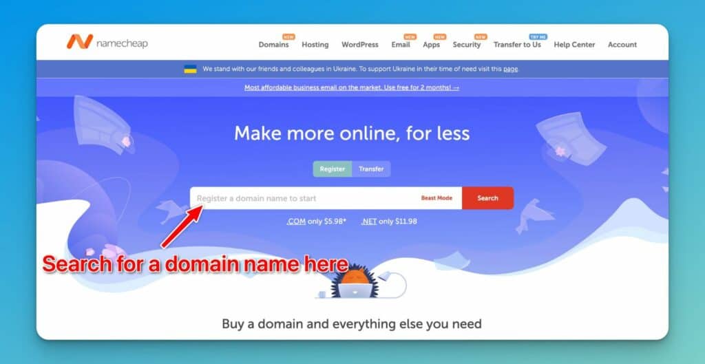 Browse domains on Namecheap