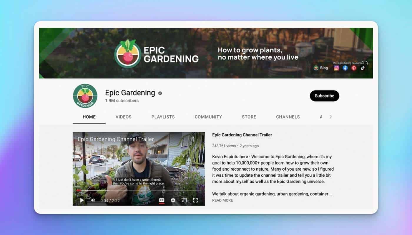 Epic Gardening YouTube Channel